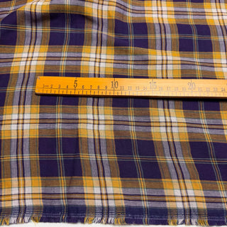 Japanese Fashion Designer Plaid Purple Non-Stretch Double Faced Cotton Double Gauze DS29633