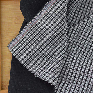 Japanese Fashion Designer Plaid Black Non-Stretch Cotton Double Gauze DS29634