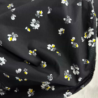 Japanese Fashion Designer Floral Black Non-Stretch Combed Cotton Broadcloth Poplin DS29635