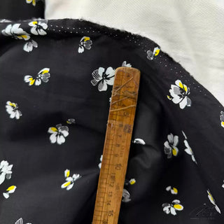 Japanese Fashion Designer Floral Black Non-Stretch Combed Cotton Broadcloth Poplin DS29635