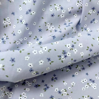 Japanese Fashion Designer Floral Blue Non-Stretch Cotton Plain Woven DS29636