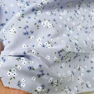 Japanese Fashion Designer Floral Blue Non-Stretch Cotton Plain Woven DS29636