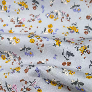 Japanese Fashion Designer Floral Blue Non-Stretch Pima Cotton Plain Woven DS29637