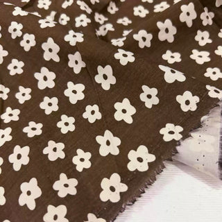 Korean Fashion Designer Floral Brown Non-Stretch Cotton Plain Woven DS29640