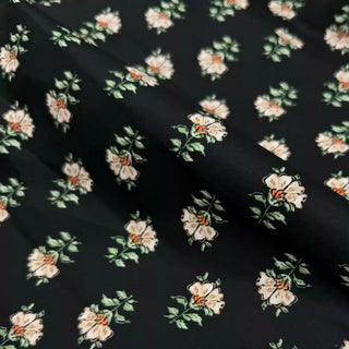 Japanese Fashion Designer Floral Black Non-Stretch Cotton Broadcloth Poplin DS29645