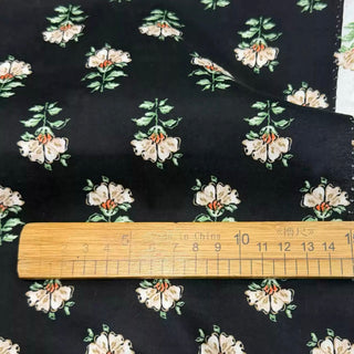 Japanese Fashion Designer Floral Black Non-Stretch Cotton Broadcloth Poplin DS29645