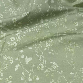 Japanese Fashion Designer Floral Green Non-Stretch Combed Cotton Broadcloth Poplin DS29646