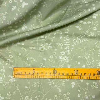 Japanese Fashion Designer Floral Green Non-Stretch Combed Cotton Broadcloth Poplin DS29646