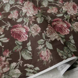 Korean Fashion Designer Floral Brown Non-Stretch Cotton Twill Poplin DS29651