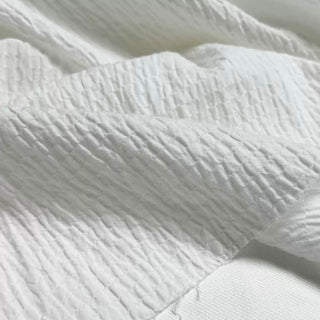 Japanese Fashion Designer Solid White Non-Stretch Salt Shrinking / Puckered Cotton Seersucker DS29652
