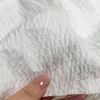 Japanese Fashion Designer Solid White Non-Stretch Salt Shrinking / Puckered Cotton Seersucker DS29652