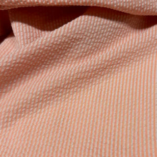 Japanese Fashion Designer Stripes Orange Non-Stretch Salt Shrinking / Puckered Cotton Seersucker DS29653