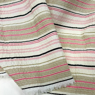 Japanese Fashion Designer Stripes Multi Color Non-Stretch Salt Shrinking / Puckered Cotton Seersucker DS29654