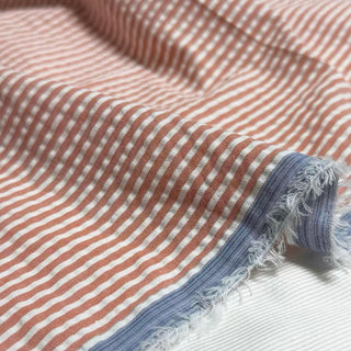Japanese Fashion Designer Stripes Pink Non-Stretch Salt Shrinking / Puckered Cotton Seersucker DS29656