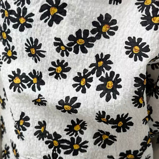 Korean Fashion Designer Floral White Non-Stretch Salt Shrinking / Puckered Cotton Seersucker DS29657
