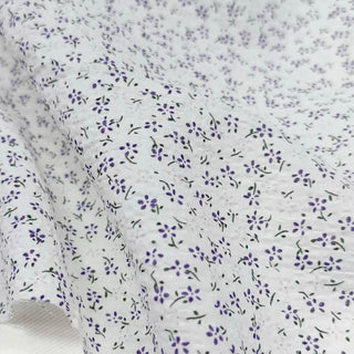 Korean Fashion Designer Floral White Non-Stretch Salt Shrinking / Puckered Cotton Seersucker DS29658