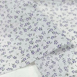 Korean Fashion Designer Floral White Non-Stretch Salt Shrinking / Puckered Cotton Seersucker DS29658