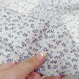 Korean Fashion Designer Floral White Non-Stretch Salt Shrinking / Puckered Cotton Seersucker DS29658