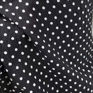 Korean Fashion Designer Polka Dot Black Non-Stretch Salt Shrinking / Puckered Cotton Seersucker DS29659