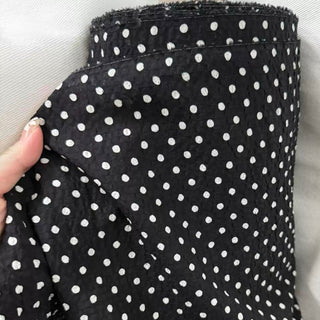 Korean Fashion Designer Polka Dot Black Non-Stretch Salt Shrinking / Puckered Cotton Seersucker DS29659