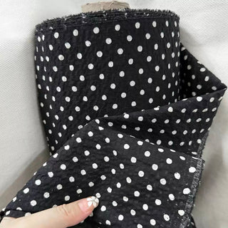 Korean Fashion Designer Polka Dot Black Non-Stretch Salt Shrinking / Puckered Cotton Seersucker DS29659