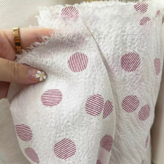 Korean Fashion Designer Polka Dot White Non-Stretch Salt Shrinking / Puckered Cotton Seersucker DS29660