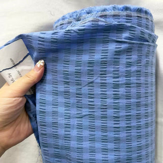 Japanese Fashion Designer Solid Blue Non-Stretch Salt Shrinking / Puckered Cotton Seersucker DS29664