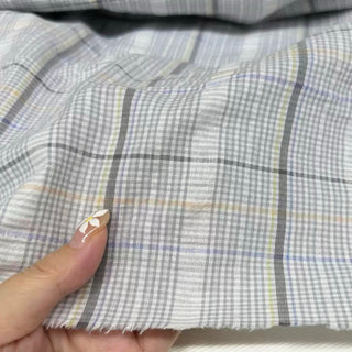 Japanese Fashion Designer Plaid Gray Non-Stretch Salt Shrinking / Puckered Cotton Seersucker DS29665