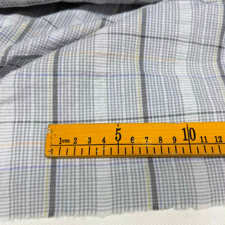 Japanese Fashion Designer Plaid Gray Non-Stretch Salt Shrinking / Puckered Cotton Seersucker DS29665