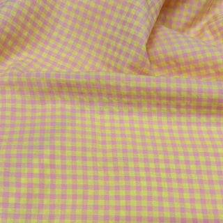 Japanese Fashion Designer Gingham Multi Color Non-Stretch Salt Shrinking / Puckered Cotton Seersucker DS29666