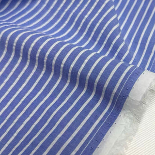 Japanese Fashion Designer Stripes Blue Non-Stretch Salt Shrinking / Puckered Cotton Seersucker DS29667