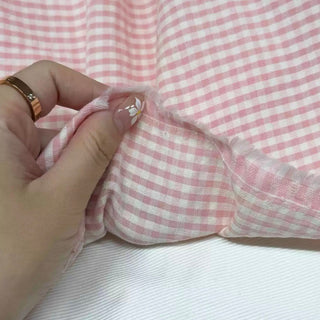 Japanese Fashion Designer Gingham Pink Non-Stretch Salt Shrinking / Puckered Cotton Seersucker DS29668