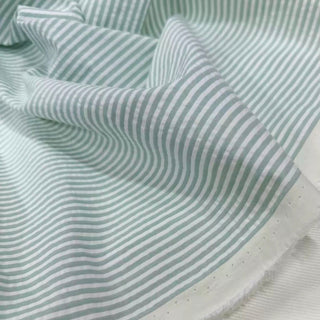 Japanese Fashion Designer Stripes Green Non-Stretch Salt Shrinking / Puckered Cotton Seersucker DS29670