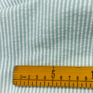 Japanese Fashion Designer Stripes Green Non-Stretch Salt Shrinking / Puckered Cotton Seersucker DS29670