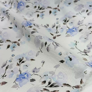 Japanese Fashion Designer Floral Off-White Non-Stretch Salt Shrinking / Puckered Cotton Seersucker DS29672