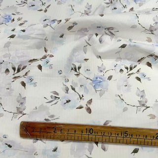 Japanese Fashion Designer Floral Off-White Non-Stretch Salt Shrinking / Puckered Cotton Seersucker DS29672