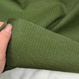 Korean Fashion Designer Solid Green Non-Stretch Salt Shrinking / Puckered Cotton Seersucker DS29675
