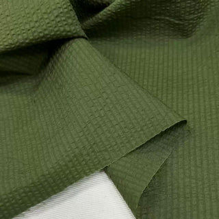 Korean Fashion Designer Solid Green Non-Stretch Salt Shrinking / Puckered Cotton Seersucker DS29675
