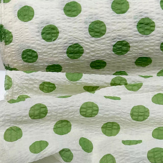 Japanese Fashion Designer Polka Dot Off-White Non-Stretch Salt Shrinking / Puckered Cotton Seersucker DS29677