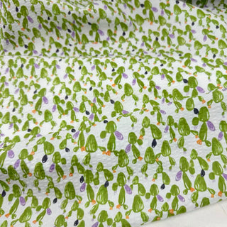 Japanese Fashion Designer Conversational Green Non-Stretch Salt Shrinking / Puckered Cotton Seersucker DS29679