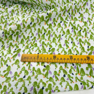 Japanese Fashion Designer Conversational Green Non-Stretch Salt Shrinking / Puckered Cotton Seersucker DS29679
