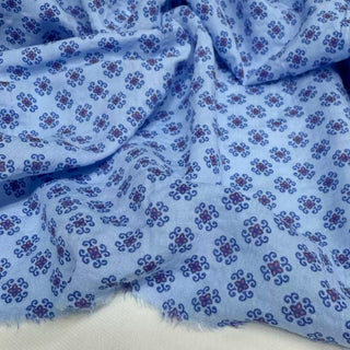Japanese Fashion Designer Geometric Blue Non-Stretch Salt Shrinking / Puckered Cotton Plain Woven DS29680