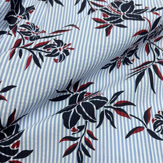 Japanese Fashion Designer Stripes Blue Non-Stretch Salt Shrinking / Puckered Cotton Seersucker DS29682