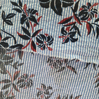 Japanese Fashion Designer Stripes Blue Non-Stretch Salt Shrinking / Puckered Cotton Seersucker DS29682