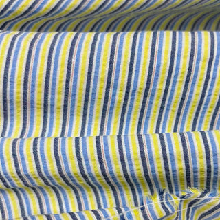 Japanese Fashion Designer Stripes Yellow Non-Stretch Salt Shrinking / Puckered Cotton Seersucker DS29684