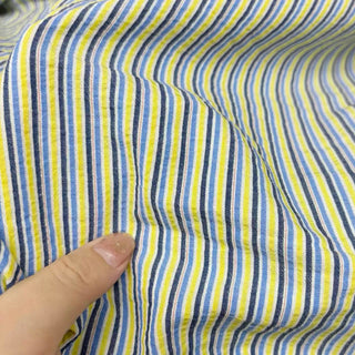 Japanese Fashion Designer Stripes Yellow Non-Stretch Salt Shrinking / Puckered Cotton Seersucker DS29684
