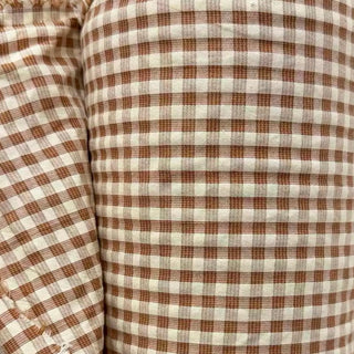 Japanese Fashion Designer Gingham Brown Non-Stretch Salt Shrinking / Puckered Cotton Seersucker DS29685