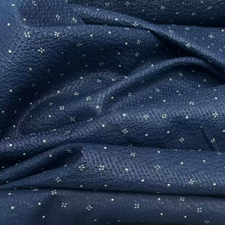 Korean Fashion Designer Floral Blue Non-Stretch Salt Shrinking / Puckered Cotton Seersucker DS29686
