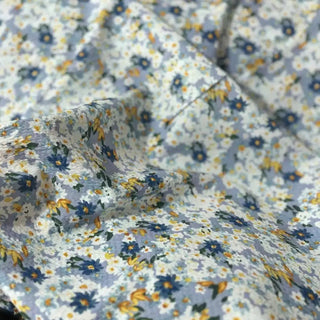 Japanese Fashion Designer Floral Blue Non-Stretch Salt Shrinking / Puckered Cotton Seersucker DS29687