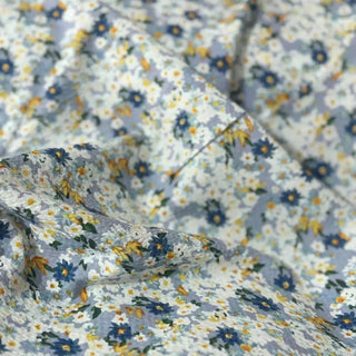 Japanese Fashion Designer Floral Blue Non-Stretch Salt Shrinking / Puckered Cotton Seersucker DS29687